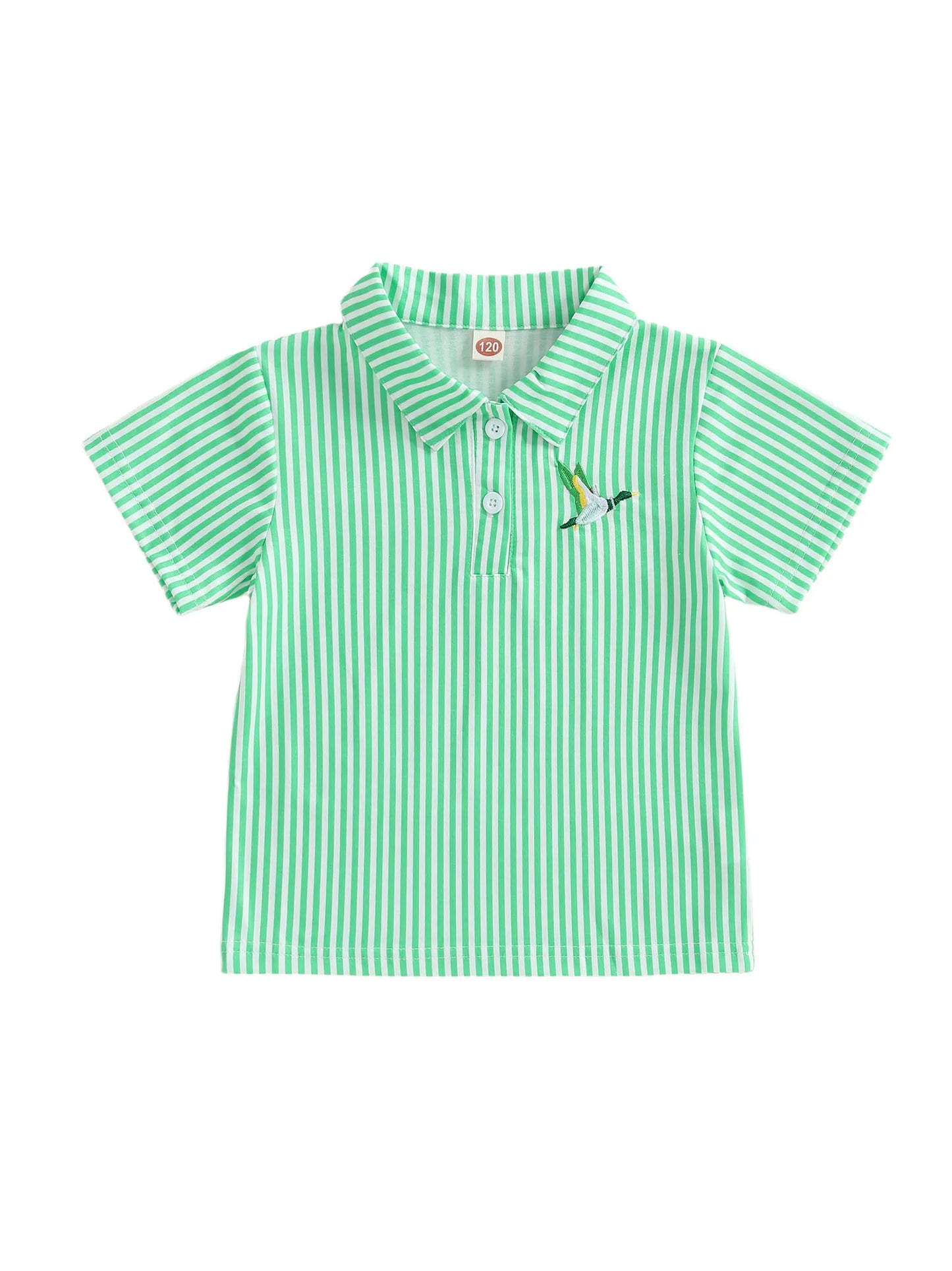 Children s Short Sleeve Shirt with Cute Bear Print and Striped Lapel Casual Summer Top for Toddler Boys Kids Fashion Clothes