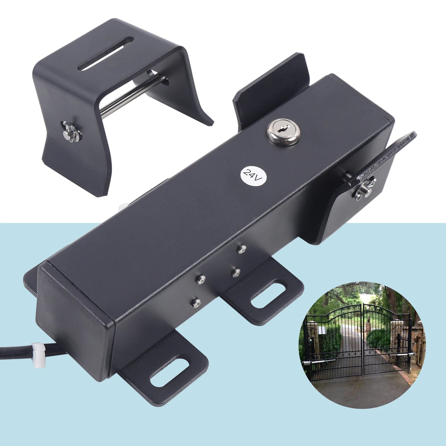 24V Electric Double &r Single Sliding Door Lock Automatic Gate Latch Locks Rotary Control By Gate Opener