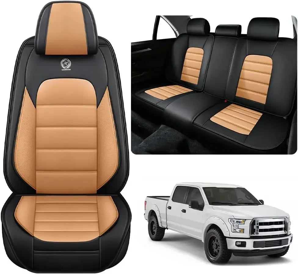 Seat Covers Fit for Toyota Tacoma 2006-2024, Waterproof Nappa Leather Full Coverage Truck Seat Cover, Muscle Sport Style Auto In