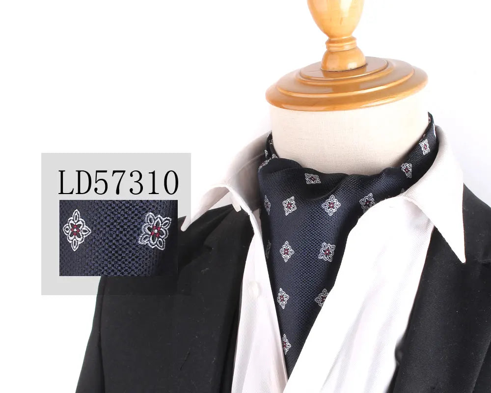 Jacquard Floral Paisley Cashew Tie Wedding Formal Cravat Ascot Scrunch Self British Gentleman Polyester Neck Tie For Men Luxury