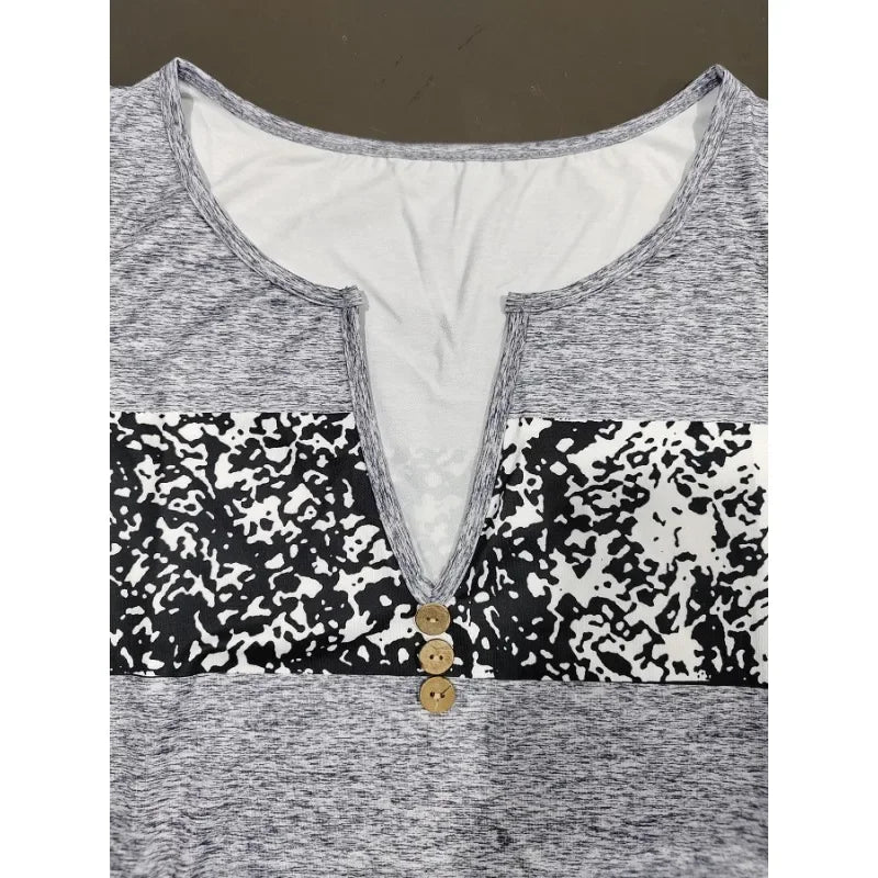 Plus Size 1XL-5XL Women's Summer New Casual and Fashionable Color Splicing Notch V-neck Sleeveless Vest