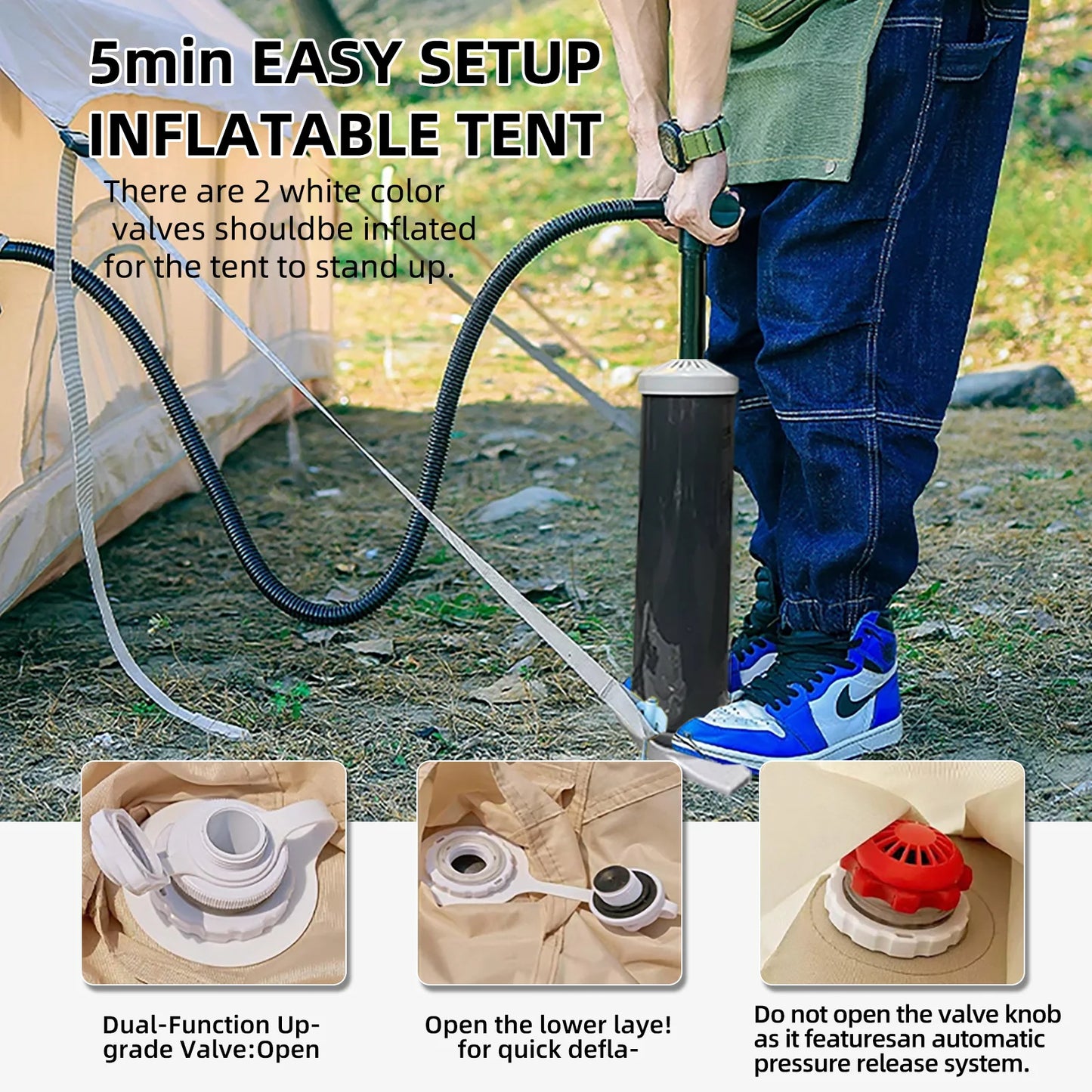 8-10 Person Inflatable Tents for Camping,129 Square Large Inflatable Camping Tent with Hand Pump,Inflatable Tent,Easy Setup Tent