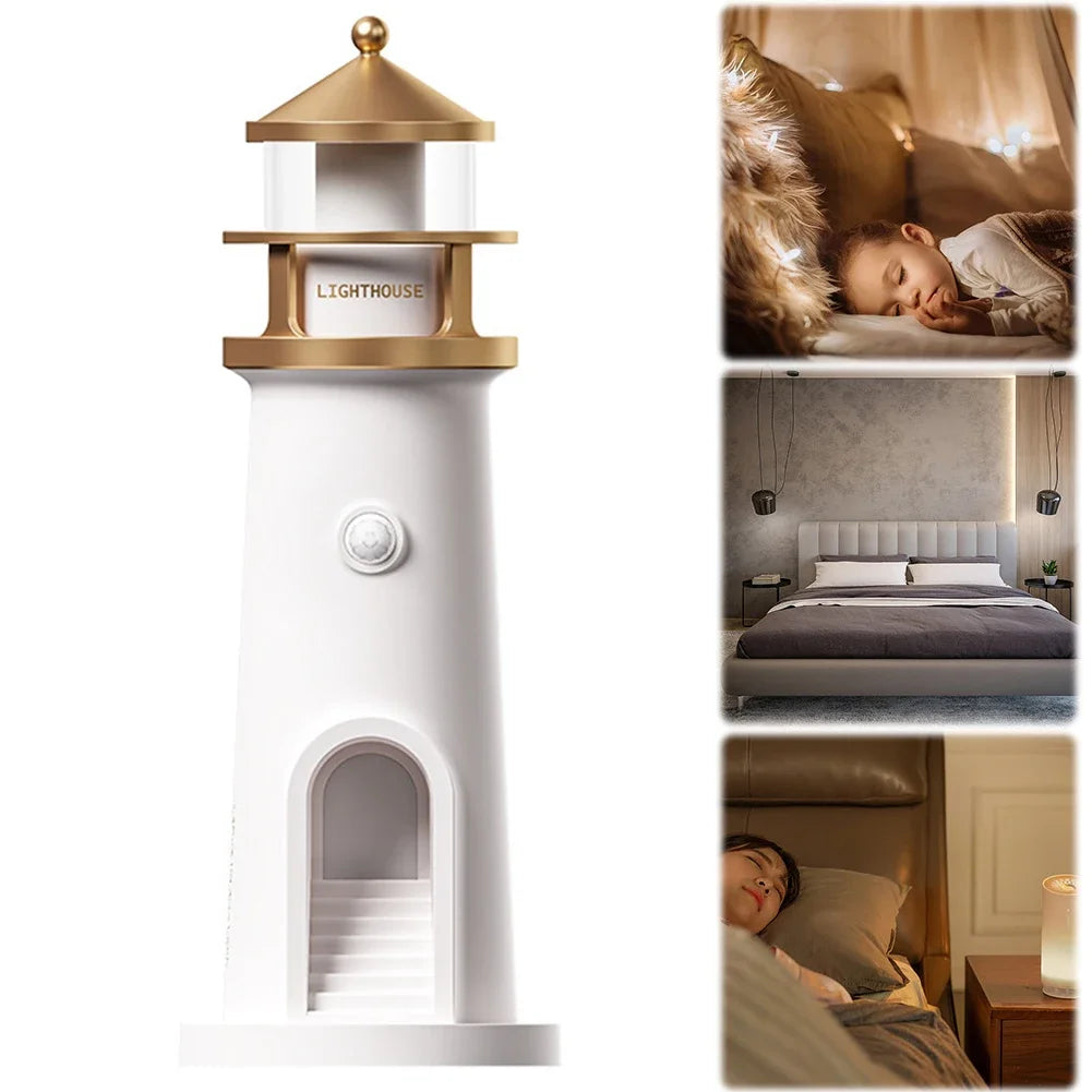 Romantic Lighthouse Projection Light Small Night Light Creative Desktop Atmosphere Light for Bedroom Living Room
