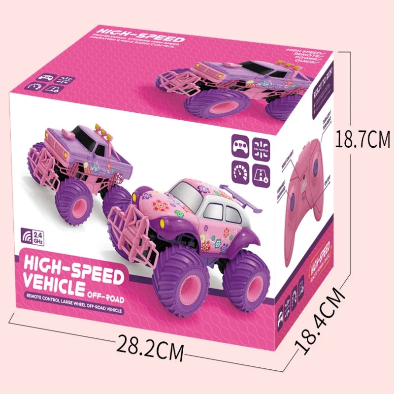 1:12 4WD RC Car with LED Light 2.4G Remote Control Princess Off Road Car Buggy Girl Off-Road Vehicle Truck Kids Toy for Children