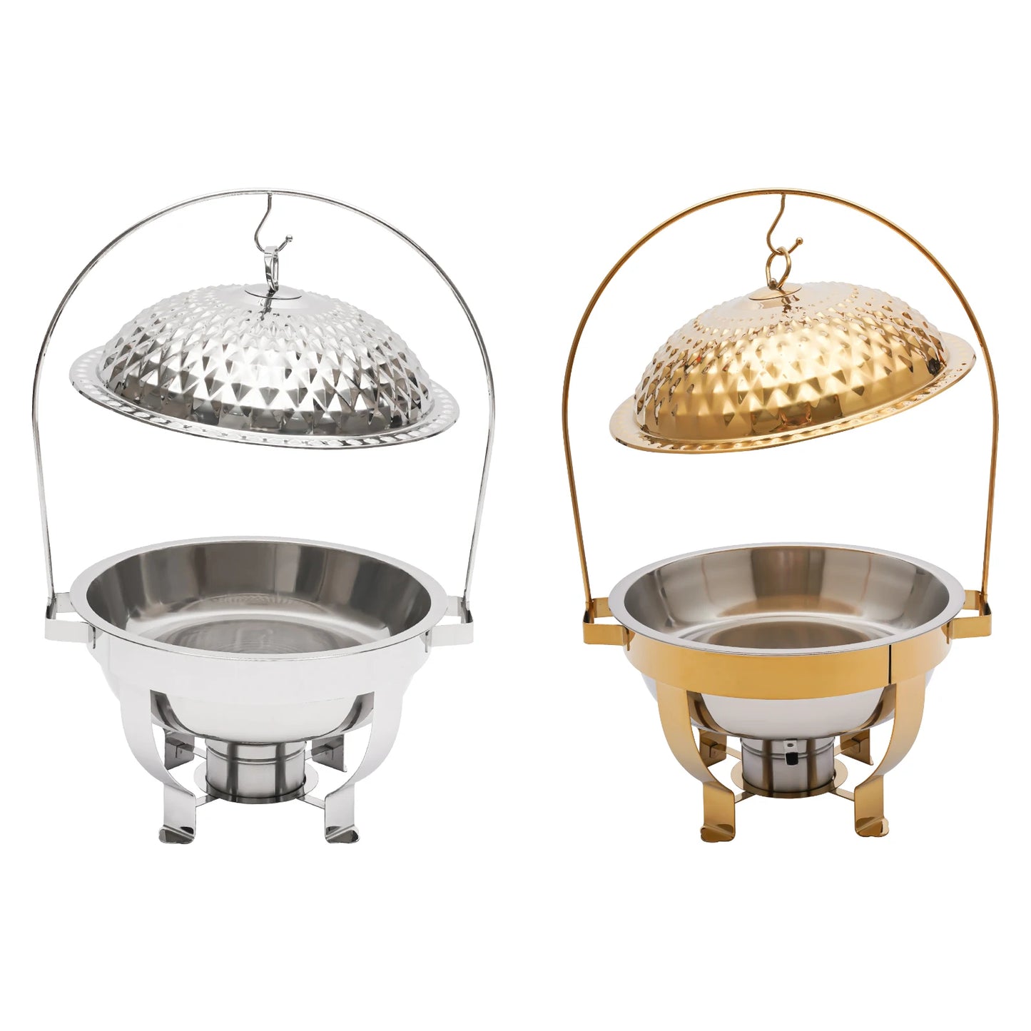 4.5L Round Stainless Steel Chafer Buffet Servers and Warmers Set Warming Tray Chafing Dish Buffet Set Gold/Silver for Parties