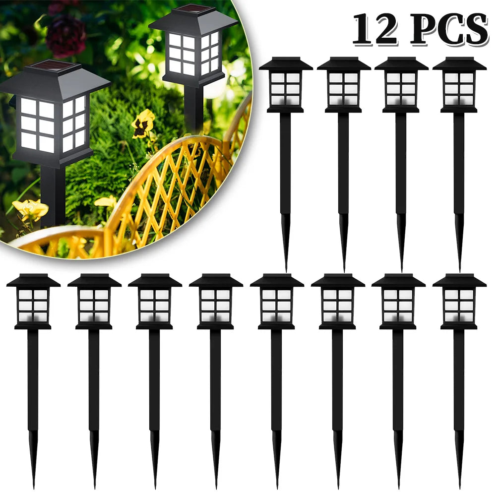 12pcs LED Solar Pathway Lawn Lights Outdoor Waterproof Solar Lamp Decoration for Garden Walkway Path Driveway Patio Yard & Lawn