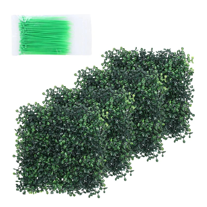 4PCS Artificial Green Wall Background Decoration Simulated Green Wall Background Decor 25cm Milan 81 Grass Head with 15 Flowers