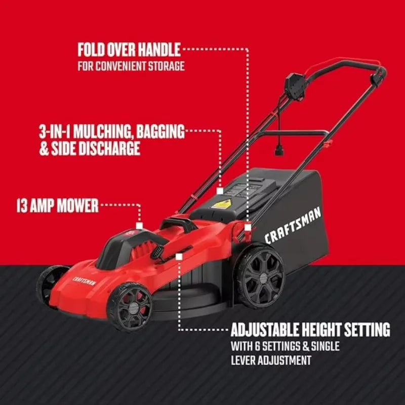 Electric Lawn Mower, 20-Inch, Corded, 13-Ah (CMEMW213), Red