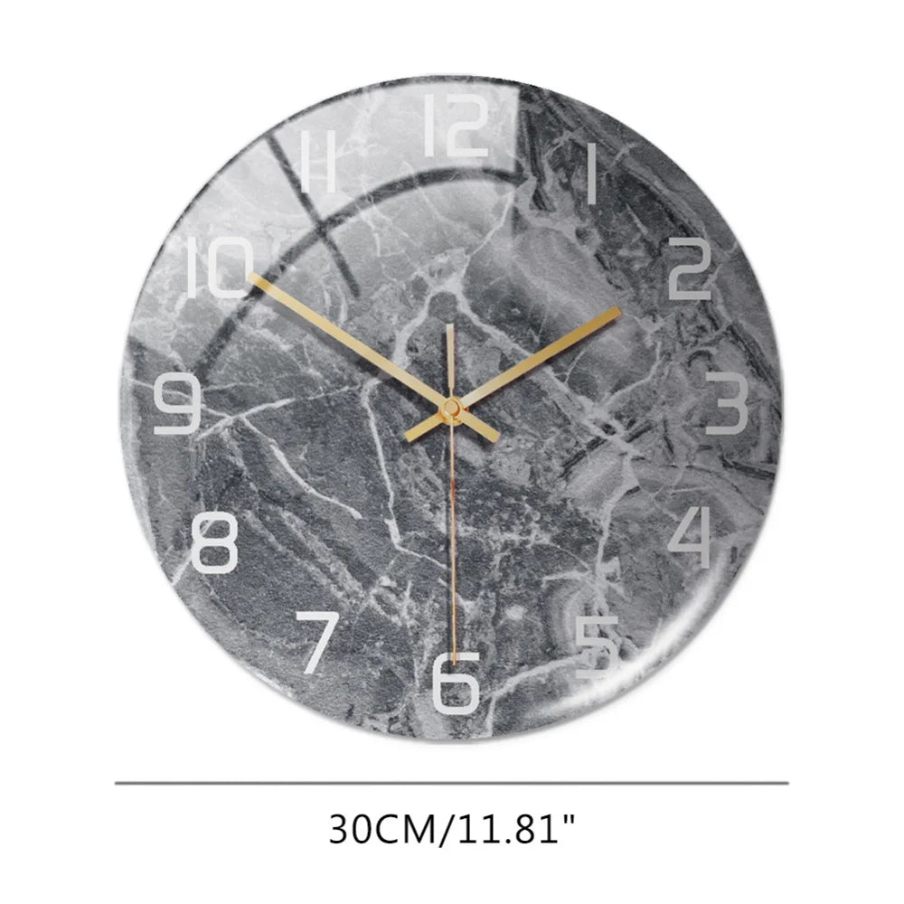 Luxury 3D Acrylic Black Gold Marble Pattern Wall Adhesive Clock Metal Needle Silent Clock Mechanism Modern Living Room Home Deco