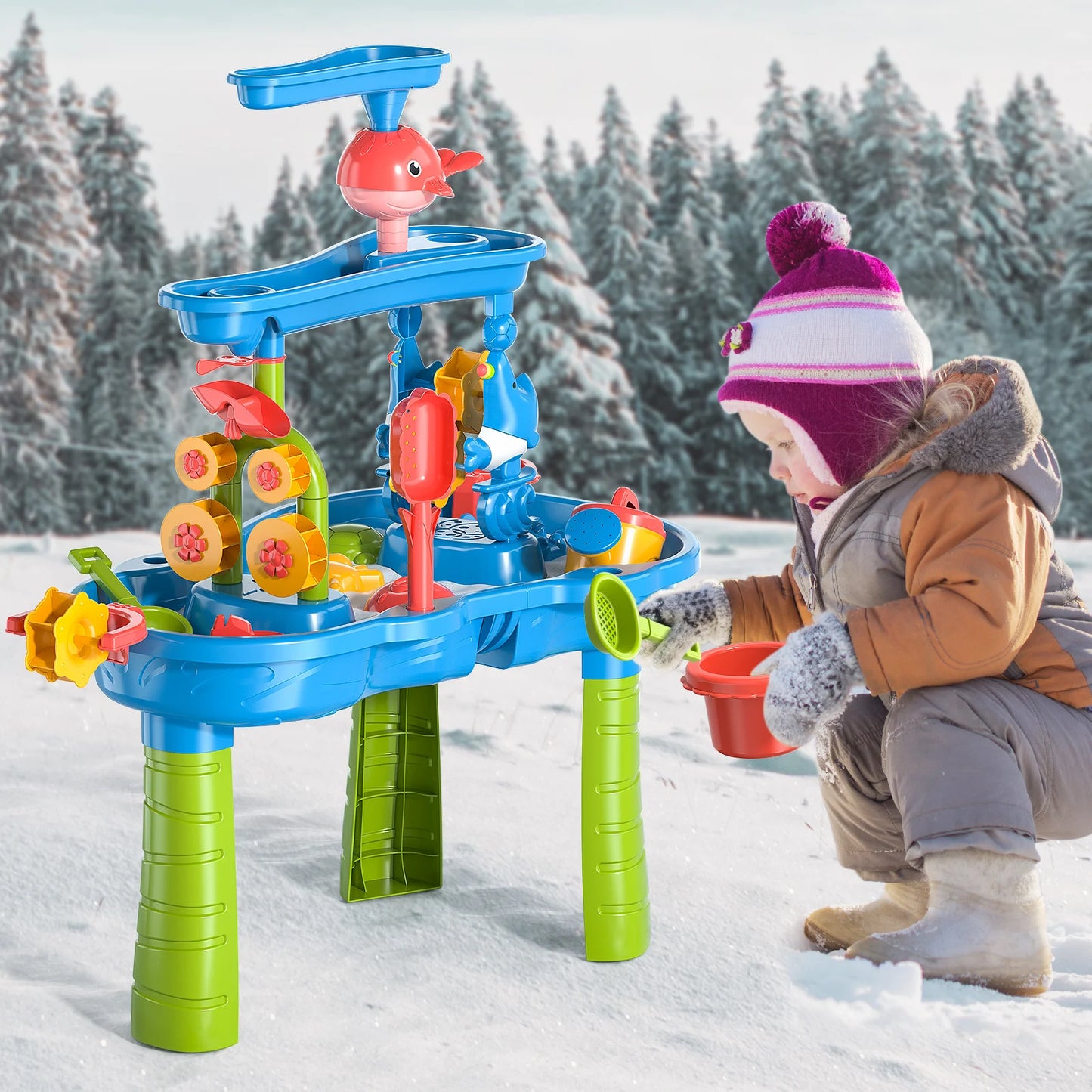 Outdoor sand and water sensory toy with funnel and shovel tools for children aged 3-8, beach and summer toys for boys and girls