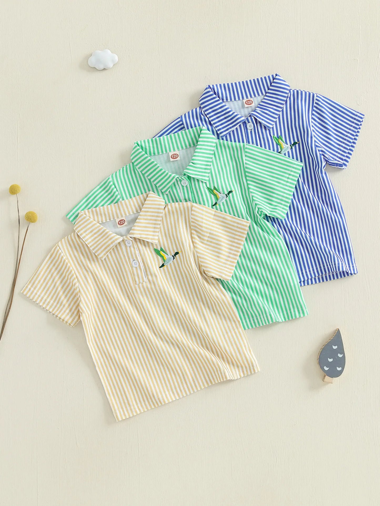 Children s Short Sleeve Shirt with Cute Bear Print and Striped Lapel Casual Summer Top for Toddler Boys Kids Fashion Clothes