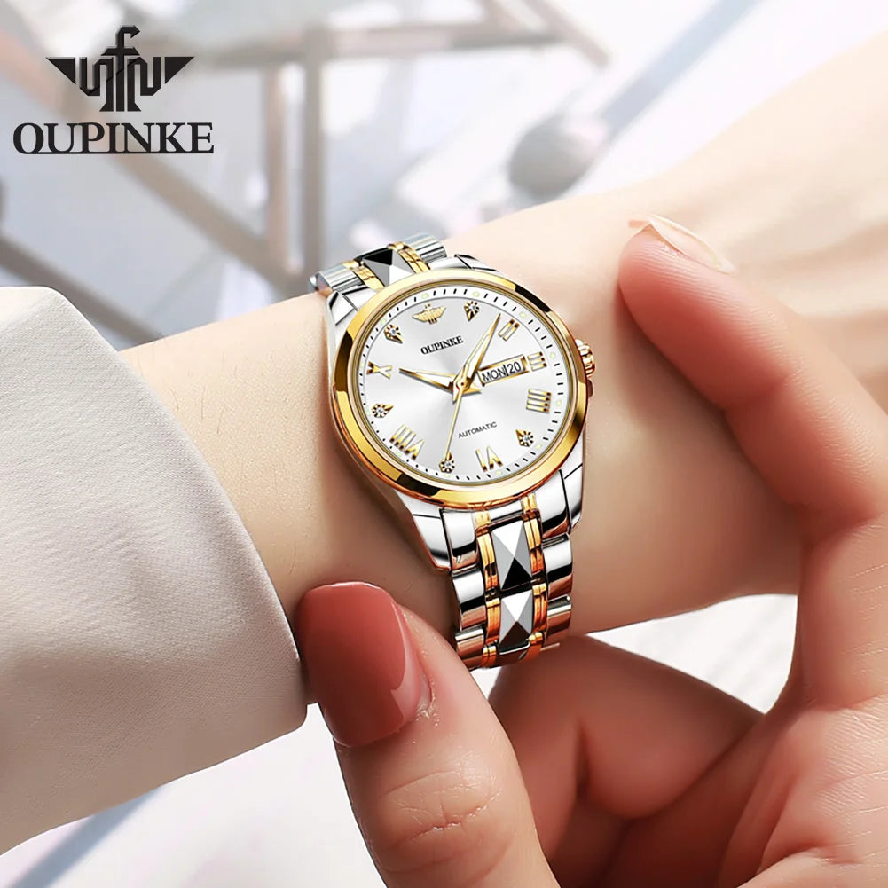 OUPINKE 3171 Fashion Ladies Watches Bracelet Set Box Automatic Mechanical Watch for Women Date Brand Original Luxury Wristwatch