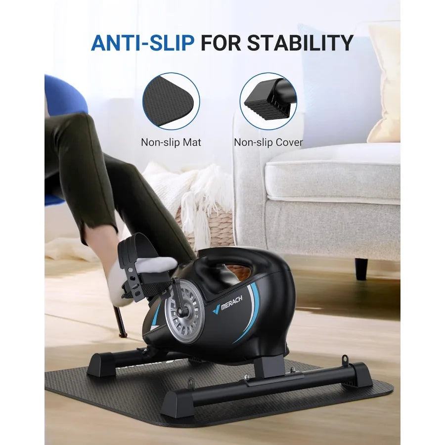 Under Desk Bike Pedal Exerciser, Quiet Magnetic Mini Exercise Bike for Arm, Leg Recovery, Physical Therapy, Smooth Foot Desk Cyc