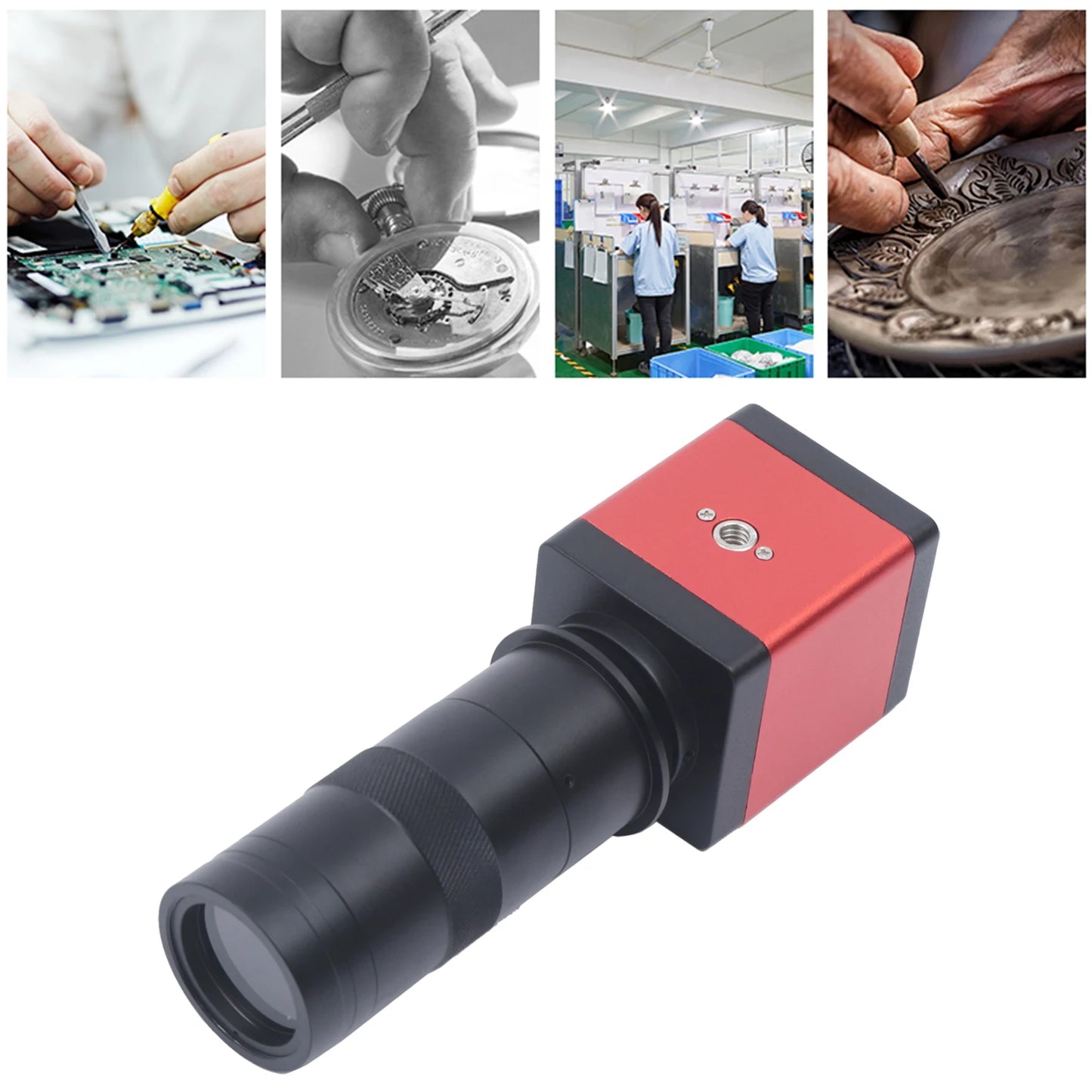110V HDMI Video Microscope USB Camera 60FPS HD Industrial Video Digital with Remote Control for PCB Board, Hardware, Connector