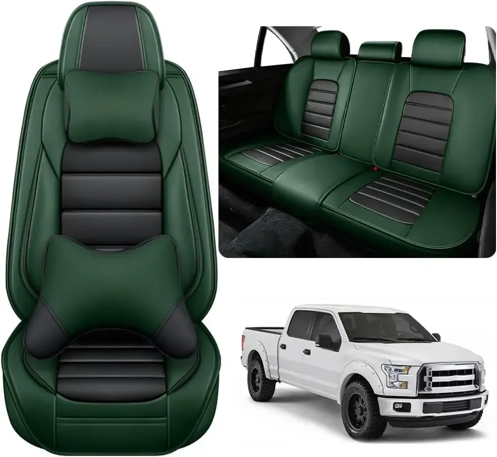 Seat Covers Fit for Toyota Tacoma 2006-2024, Waterproof Nappa Leather Full Coverage Truck Seat Cover, Muscle Sport Style Auto In