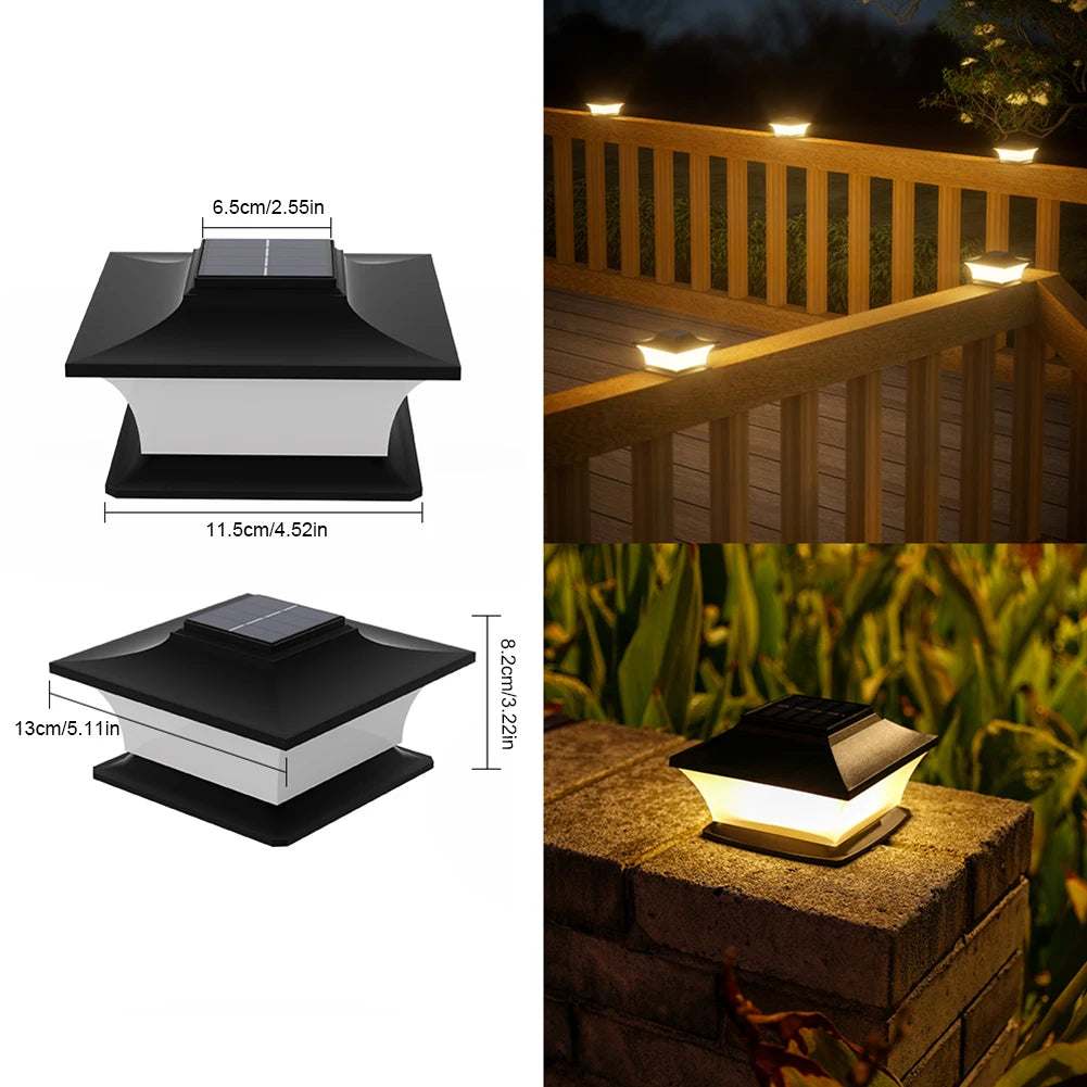 Solar Post Cap Light LED Fence Light Waterproof Solar Powered Post Light Decorative Garden Lamp for Garden Patio Porch