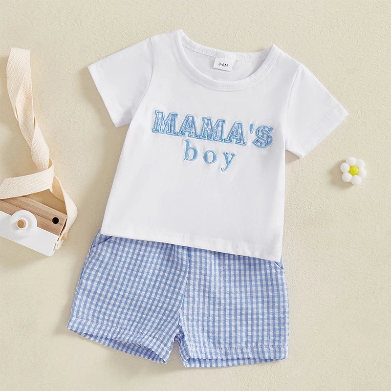Toddler Boys Casual Outfits Printed Short Sleeve T-Shirt and Elastic Waist Shorts Set for Summer 2 Piece Clothing Set