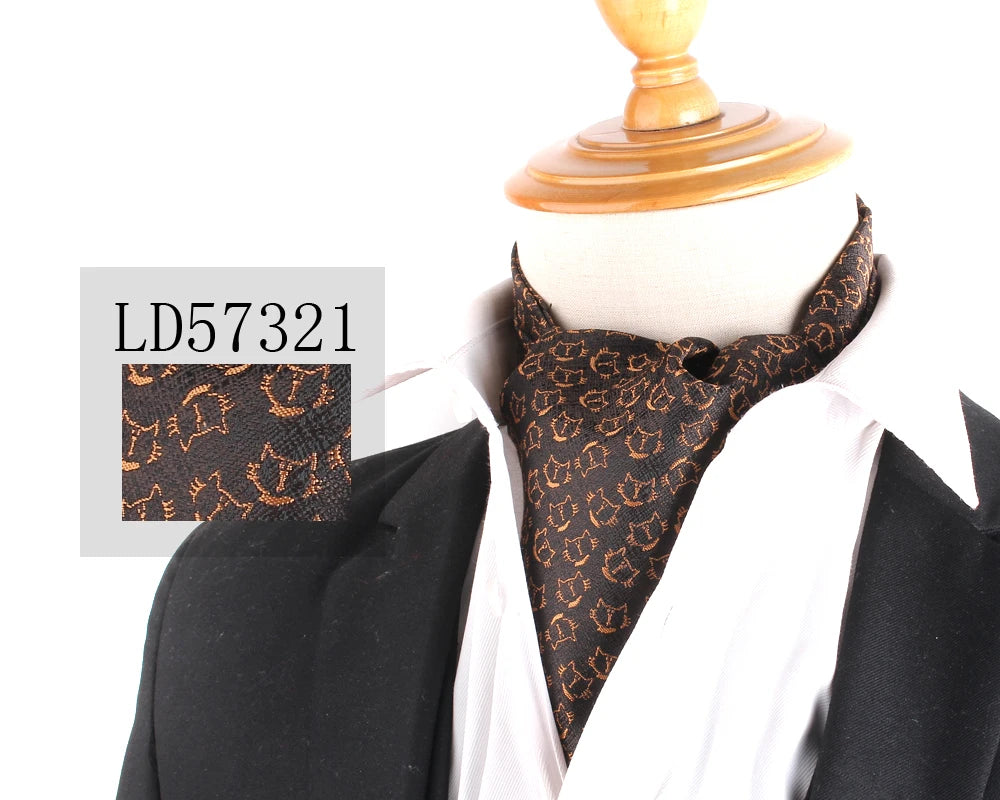 Jacquard Floral Paisley Cashew Tie Wedding Formal Cravat Ascot Scrunch Self British Gentleman Polyester Neck Tie For Men Luxury