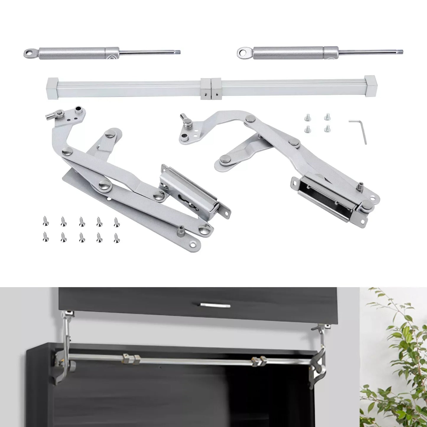2 pcs Cabinet Door Hinges Folding Lift Up Top Vertical Swing Furniture Hardware pneumatic arm hinge