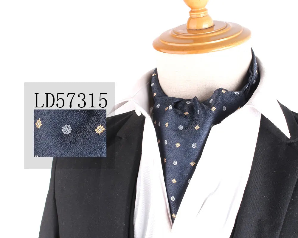 Jacquard Floral Paisley Cashew Tie Wedding Formal Cravat Ascot Scrunch Self British Gentleman Polyester Neck Tie For Men Luxury