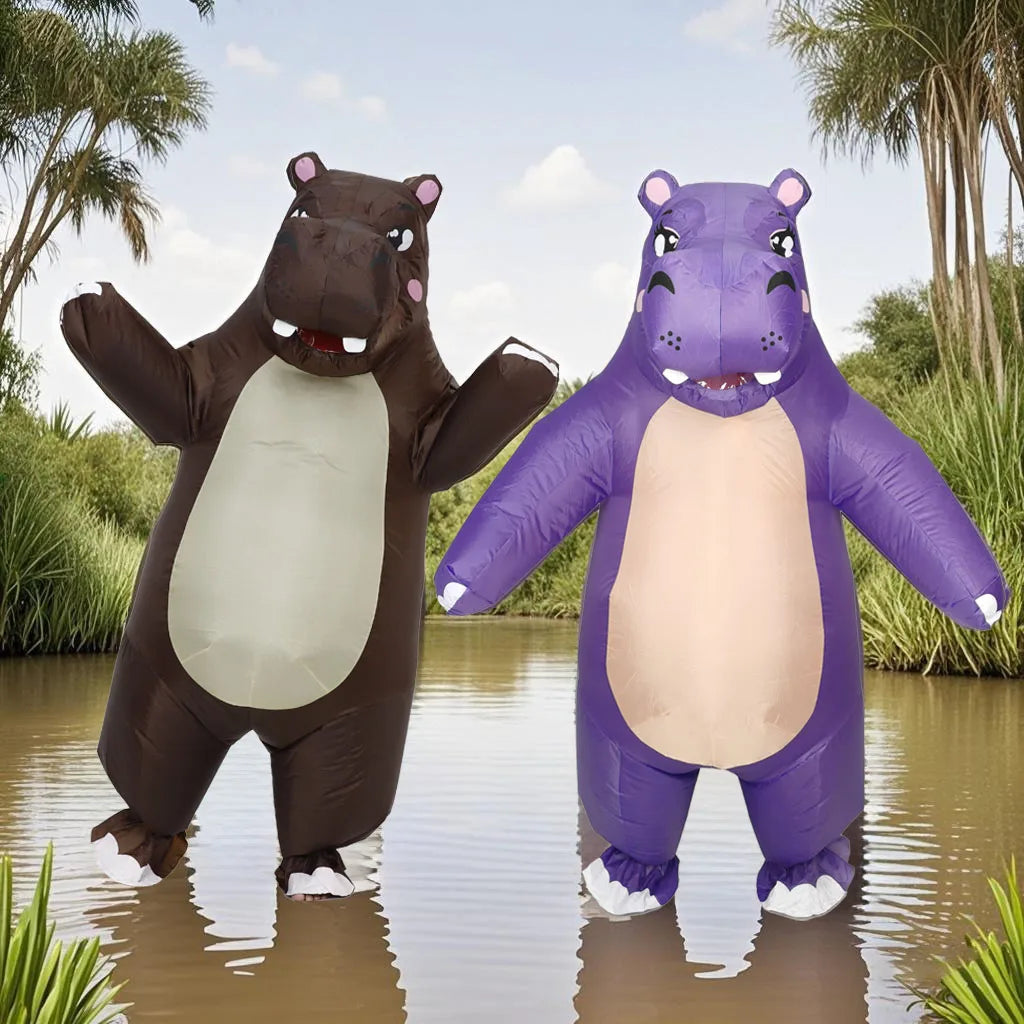 Hippopotamus Inflatable Clothing Animal Adult Character Cosplay Mascot Outdoor Party Shop Promotion Prop Set