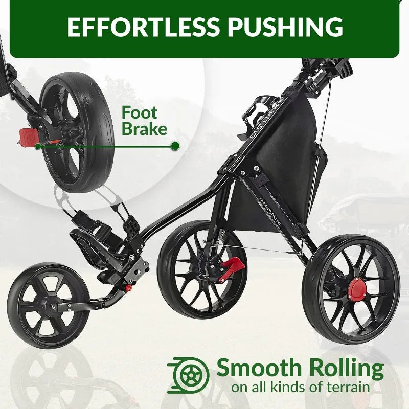 CaddyTek CaddyLite 11.5 Version 3 Golf Push Cart – 3-Wheel, SuperLite Deluxe, Lightweight, Easy to Fold, Compact & Portable