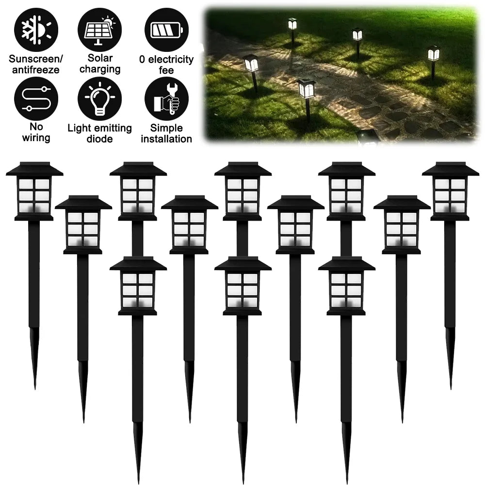 12pcs LED Solar Pathway Lawn Lights Outdoor Waterproof Solar Lamp Decoration for Garden Walkway Path Driveway Patio Yard & Lawn