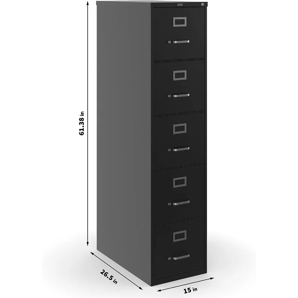 Vertical file cabinet, with 5 spacious file drawers, perfect for storing important documents, modern style file cabinet