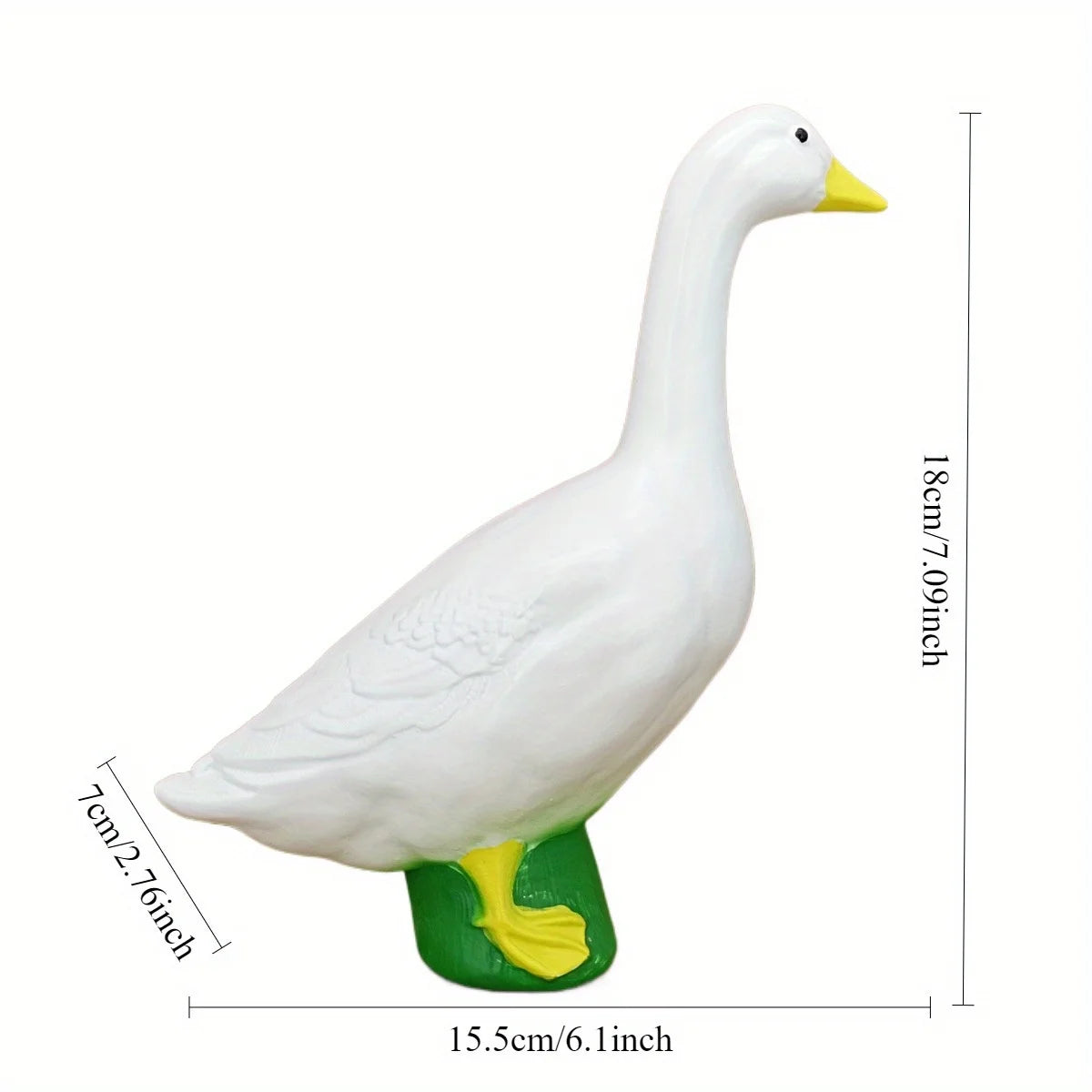 1Pc Artificial Resin Goose White Goose Swan Statue Ornament, Outdoor Garden Decoration Ornament, DIY Accessories