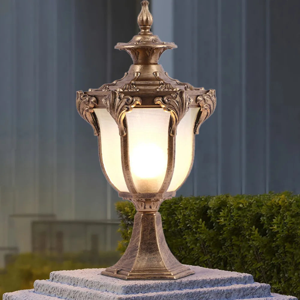 Bymaocar Outdoor column Exterior Retro Post Lamp LED Pillar Post Light Garden Yard Lantern Decor IP33 waterproof With Solid base