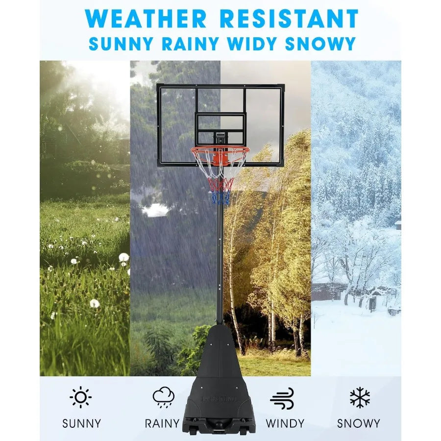 Portable Basketball Hoop Outdoor 6.9FT 10FT Adjustable Basketball Hoop for and Adults in Outdoor Indoor with Sturdy PE Base and