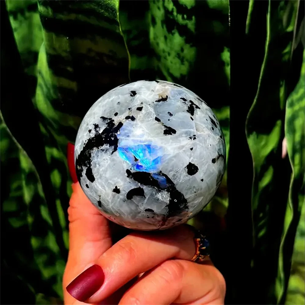 1pc 2.36-3.54inch Large Flash Rainbow Moonstone Crystal Sphere, Polished sphere for Home Decor and Gift, Perfect for Christmas,