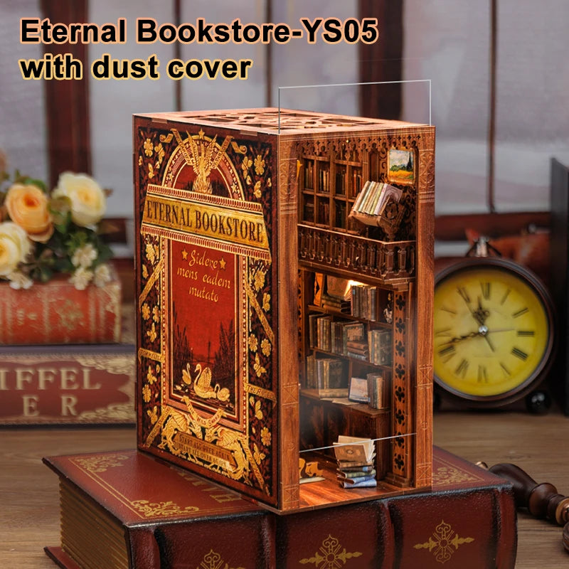 CUTEBEE 3D Puzzle DIY Book Nook Kit Miniature House Gift With Dust Cover Touch Light Craft Toys for Birthday Gift
