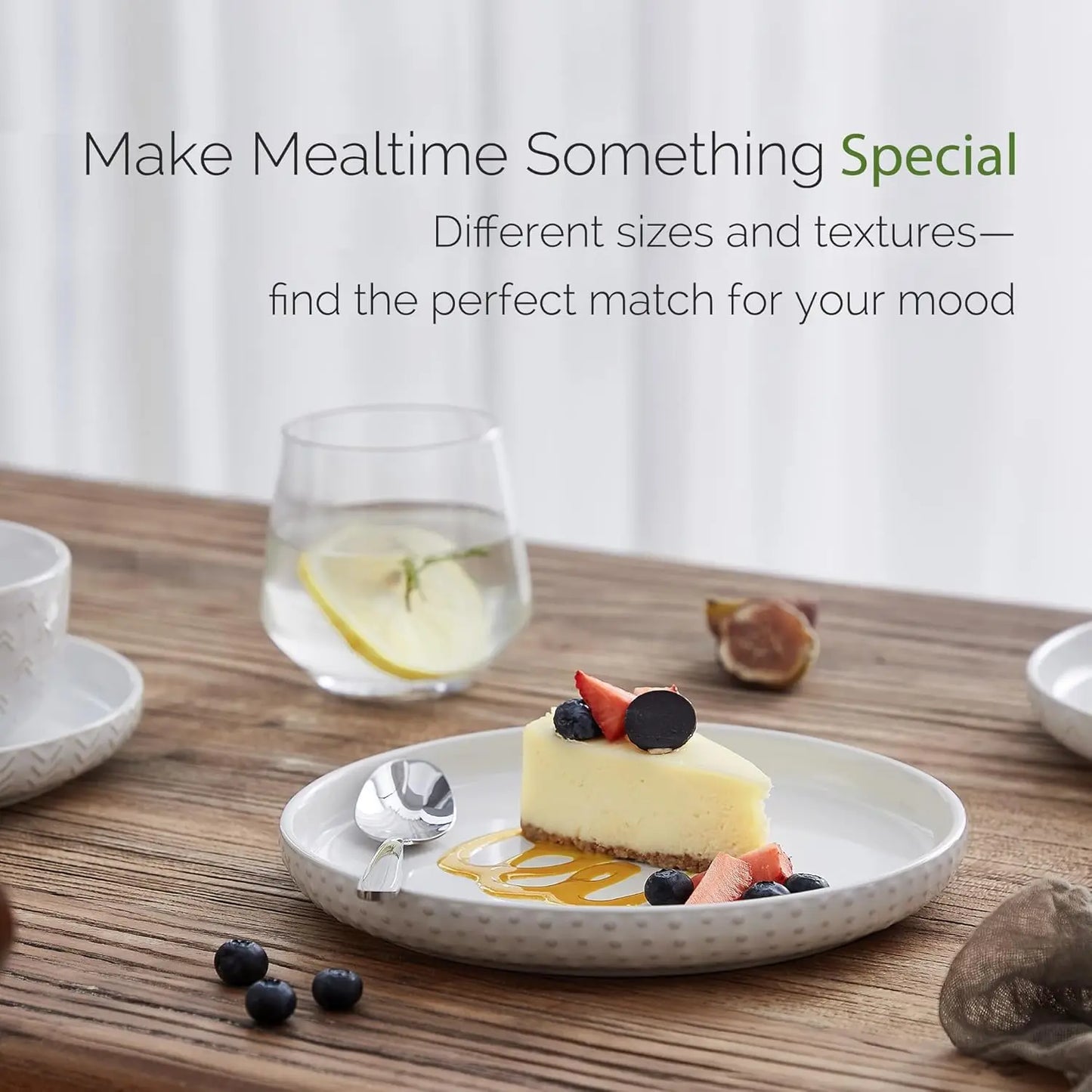 Ceramic Plates and Bowls Sets, Farmhouse Dinnerware Sets for 4, Stoneware Dish Set of 12, Scratch Resistant, Dishwasher & Microw