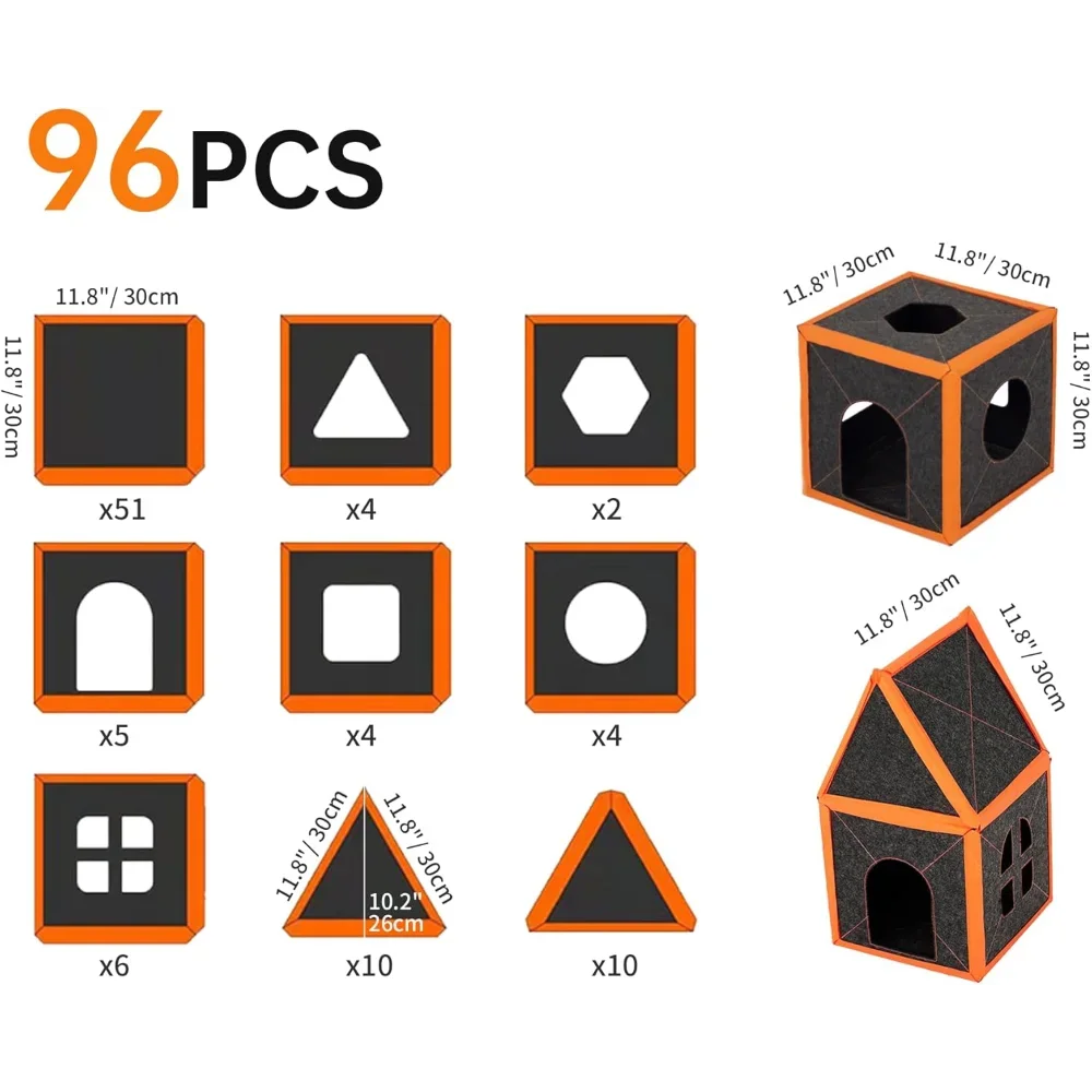 Cat House,Modular Fiber Tiger Tough Multi-Level Cat House Scratcher Playgrounds,DIY Waterproof Pet Hideaway Play House