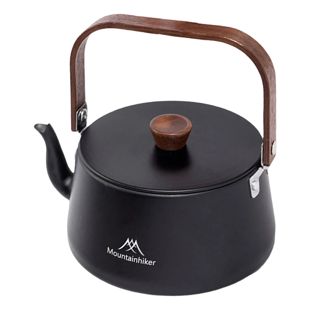1.1L Camping Water Kettle with Wood Handle Teapot Coffee Pot Aluminum Alloy Ultralight Outdoor Kettle Tourist Cookware Supplies