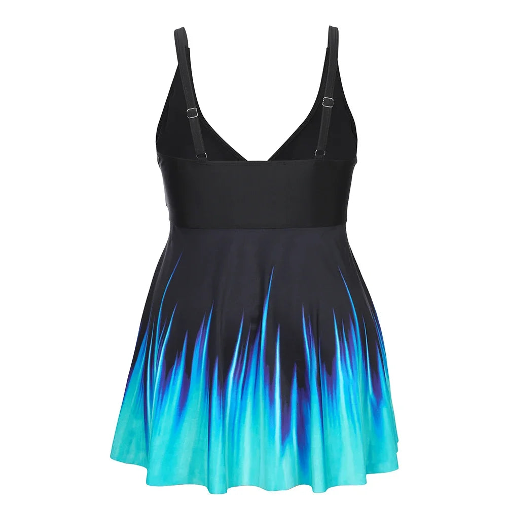Plus Size Women's Printed Strappy Padded Swimdress +Hot Shorts Sets Summer Ladies Beach Swimming Swimsuits Swimwear Size 0XL-6XL