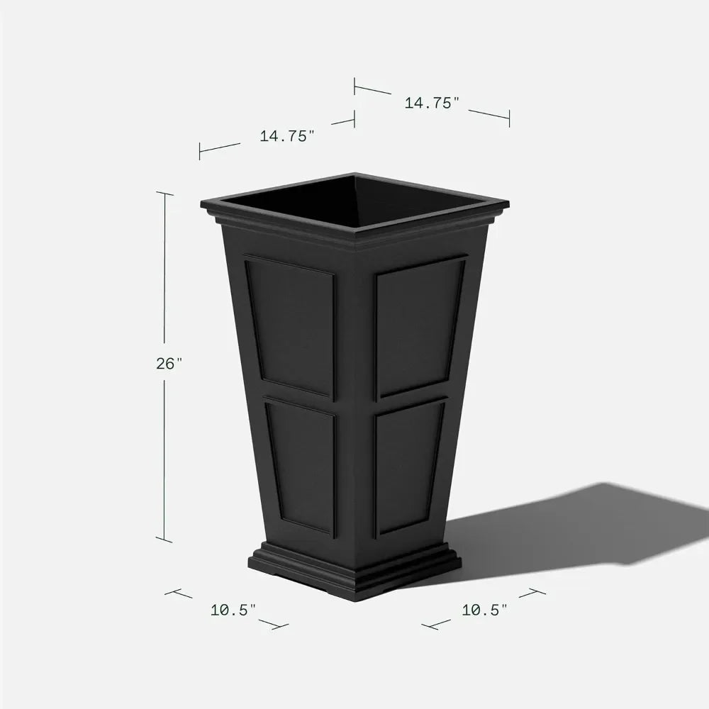 Tall Plastic Planter - Large Outdoor Planter for Front Porch | Weather Use -Crack Resistant All