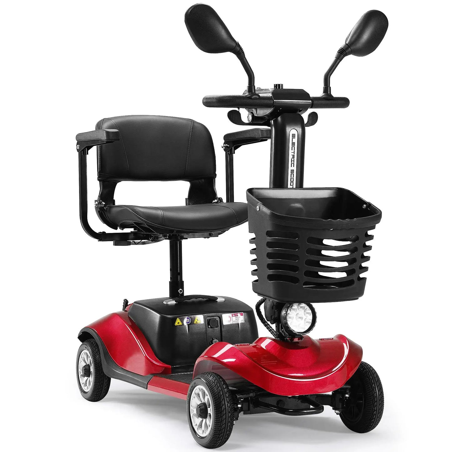 Foldable Electric Mobility Scooter with Light & Basket - Compact 4-Wheel Travel Wheelchair for easy Mobility, Perfect Gift