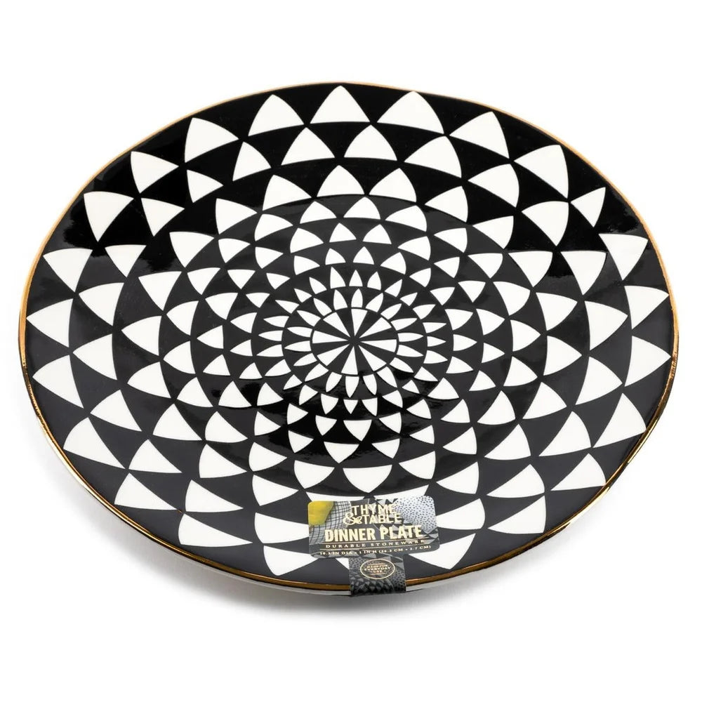 2 Pack Stoneware Dinner Plates Elegant Medallion Design Dishwasher Microwave Safe Round Tableware Ideal Everyday and Special