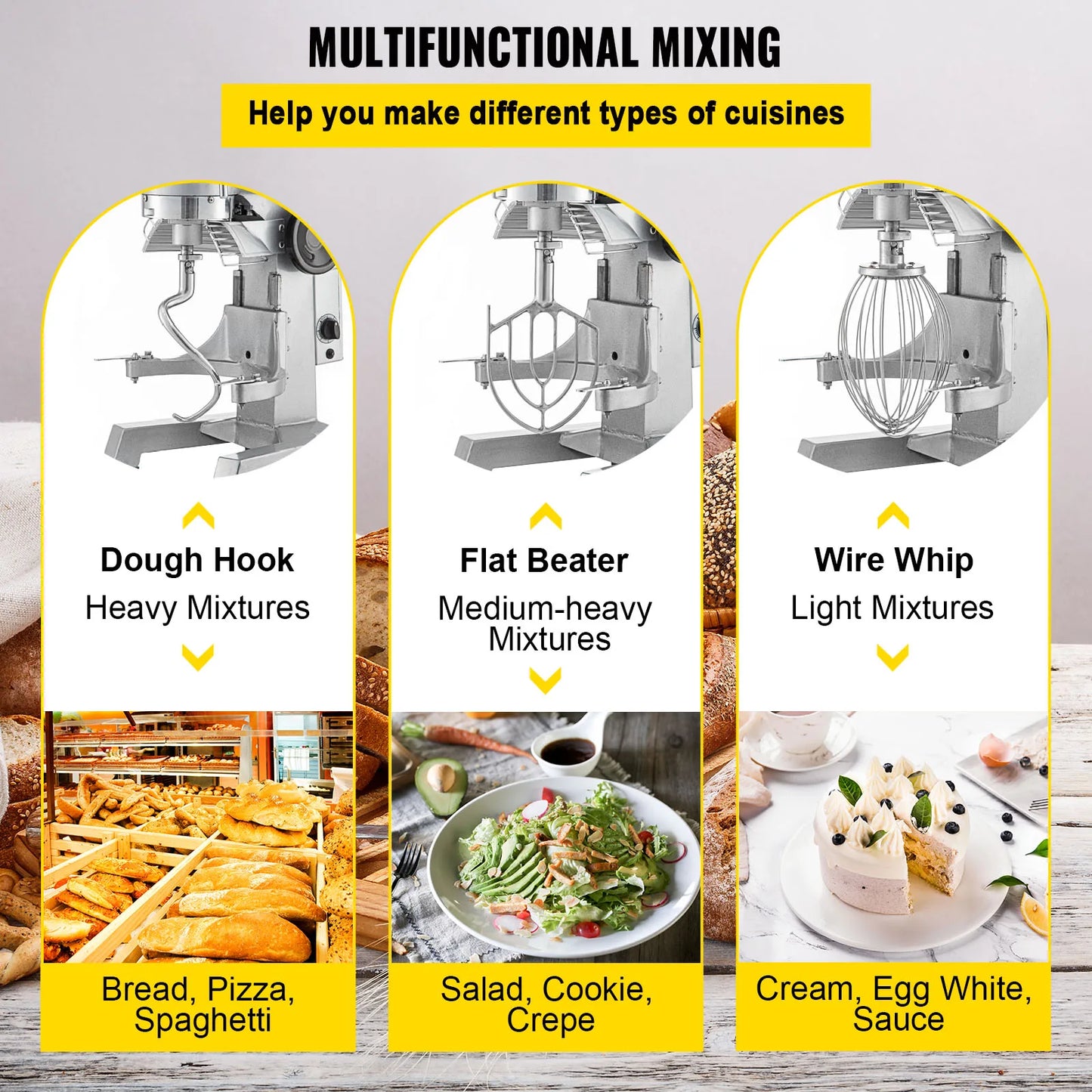 SucceBuy 10 15 20 30L Electric Dough Machine Stainless Steel Commercial Cream Whisk Mixer Processor Kitchen Food Stand Blender