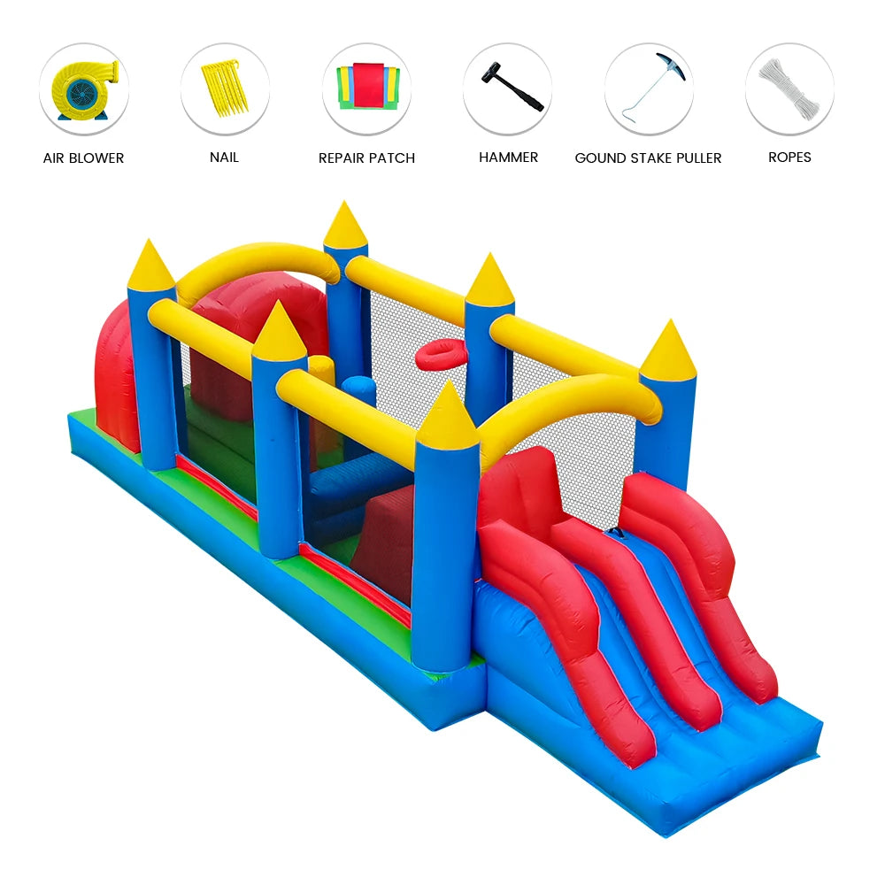 7.3x2.4x2.4m Commercial Grade Inflatable Obstacle Course Bounce House for Kids