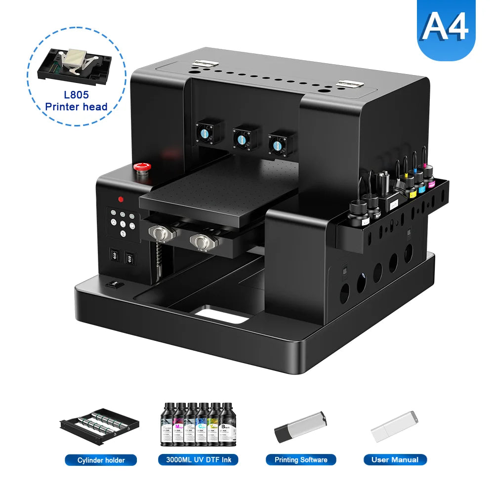 Colorsun A3/A4 UV Printers XP600/L805 Impresora A3 UV DTF Sticker Printing Machine UV Printers For Acrylic Bottle Wood Metal