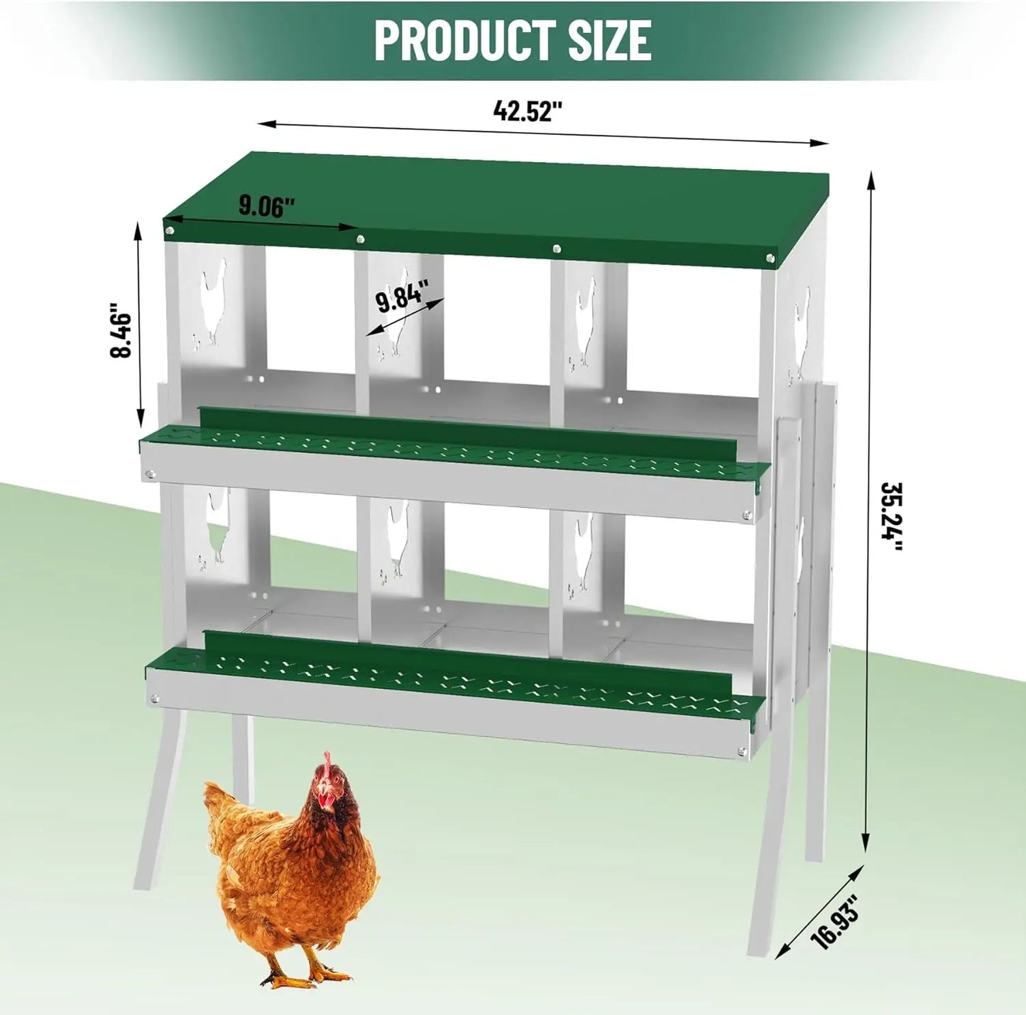 Chicken Nesting Box with Bracket Legs 6 8 10 Compartment Metal Chicken Laying Boxes for Chicken Coop Hens