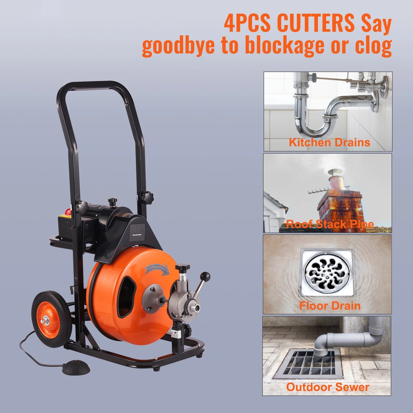 SucceBuy Drain Cleaner 50FT/75FT/100FT Sewer Auger Pipe Unblocker Cleaning Machine Sinks Toilet Plunger Dredging Equipment Home