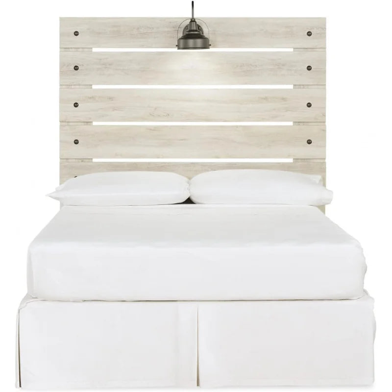 Cambeck Farmhouse Panel Headboard ONLY with USB Charging Stations, Full, Whitewash