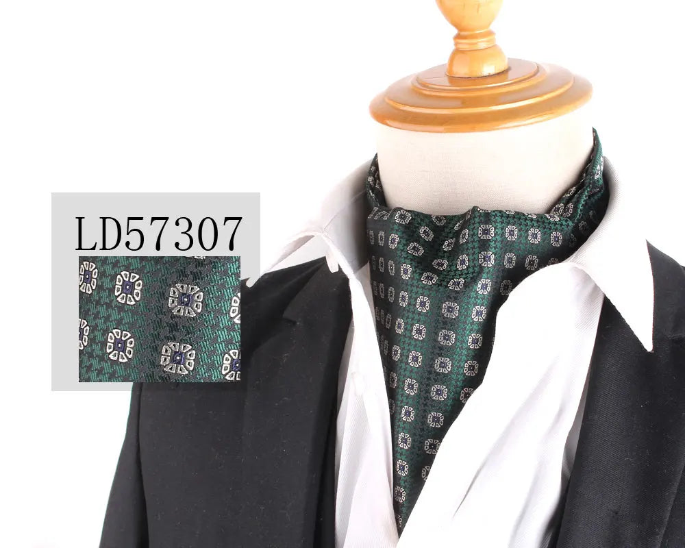 Jacquard Floral Paisley Cashew Tie Wedding Formal Cravat Ascot Scrunch Self British Gentleman Polyester Neck Tie For Men Luxury