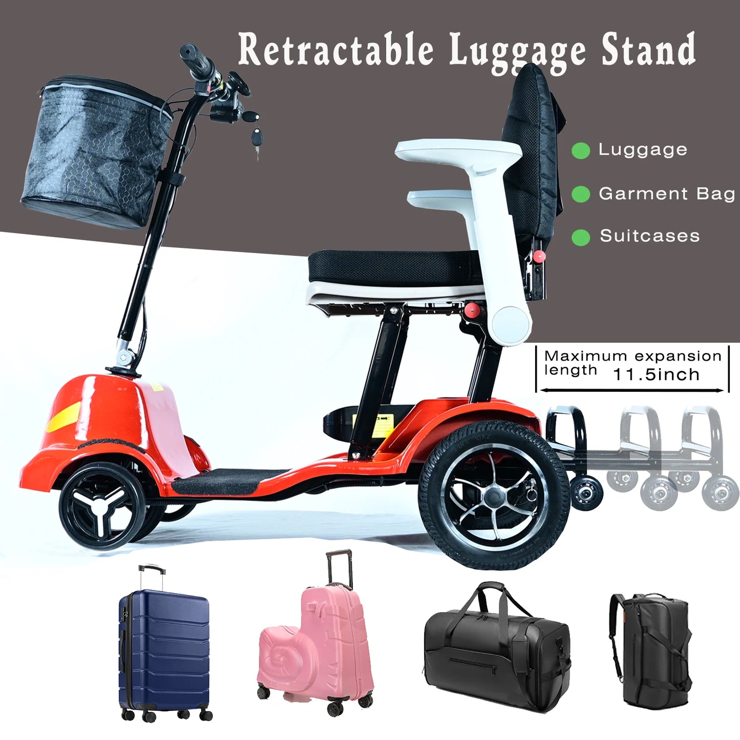 EU stock 15KG five wheels Magnesium mobility scooter, portable foldable electric scooter with luggage holder