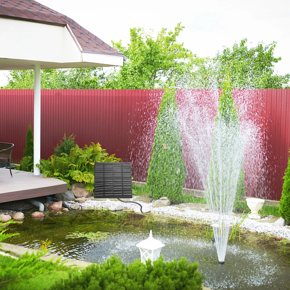 1.5W Solar Fountain with Panel Water Pump with 6 Nozzles Solar Panel Kit Water Pump Energy Saving for Outdoor Fish Tank Aquarium