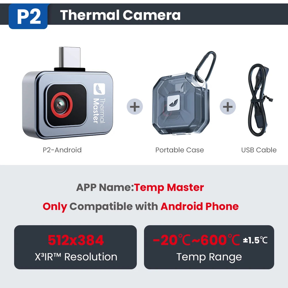 (for Android) P2 Thermal Imaging Camera Heat Detection for HVAC Checking 1112℉ Infrared Thermal Imager
